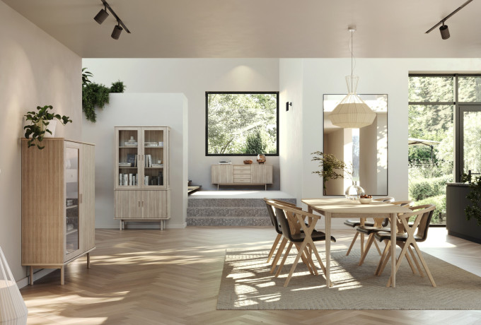 330 Highboard glassdoor sideboard drawer display cabinet Nordlight200 MR X whiteoil