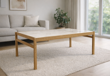 Lounge sofabord naturolie hvid top AI