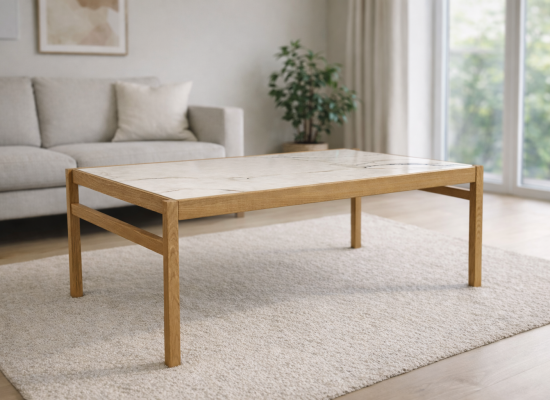 Lounge sofabord naturolie hvid top AI