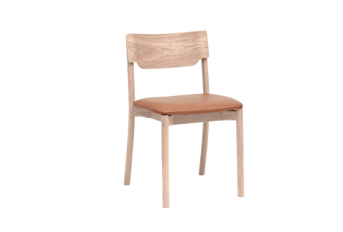 CHA 2850 013155 Old School dining chair oak white oil cognac leather 75