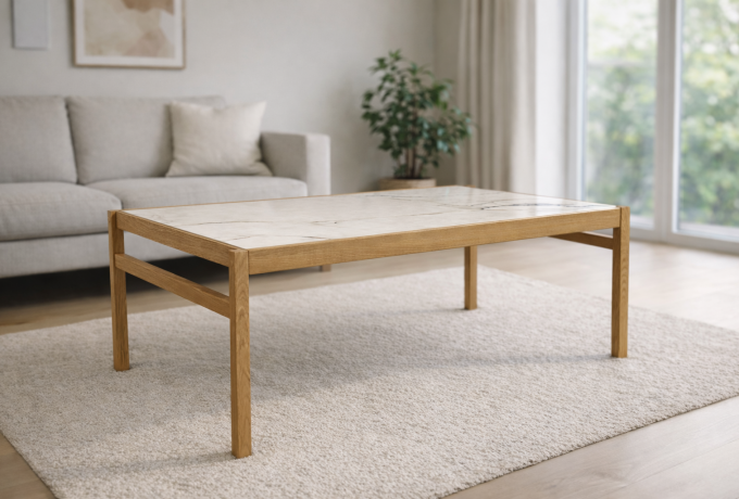 Lounge sofabord naturolie hvid top AI