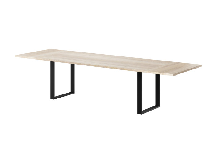 LIV 2016 010026 GRO Plank table oak white oil u legs angled w. ext