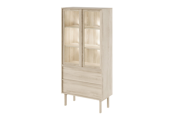 NEL 2614 010052 Nellie display cabinet oak white oil angled