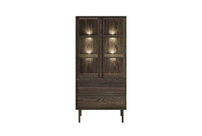 NEL 2614 060052 Nellie display cabinet oak smoked oil front