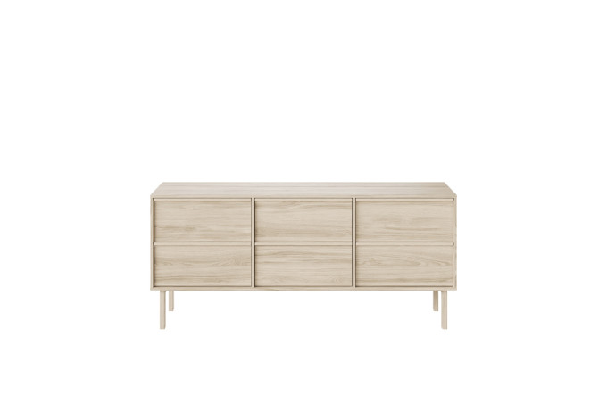 NEL 2569 010052 Nellie sideboard 6 Drawers oak white oil front