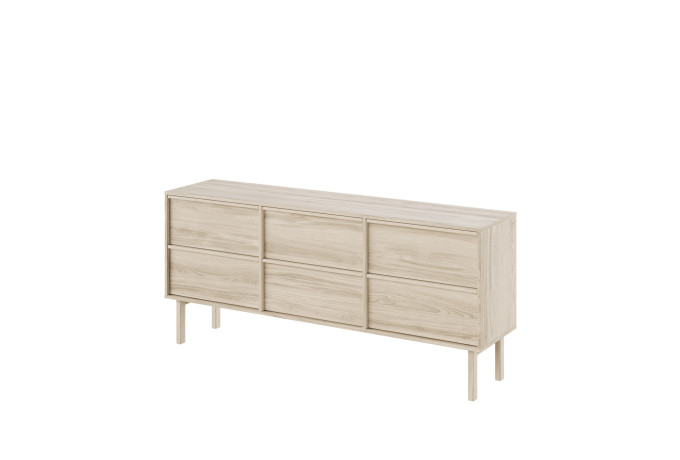 NEL 2569 010052 Nellie sideboard w. 6 drawers oak white oil angled
