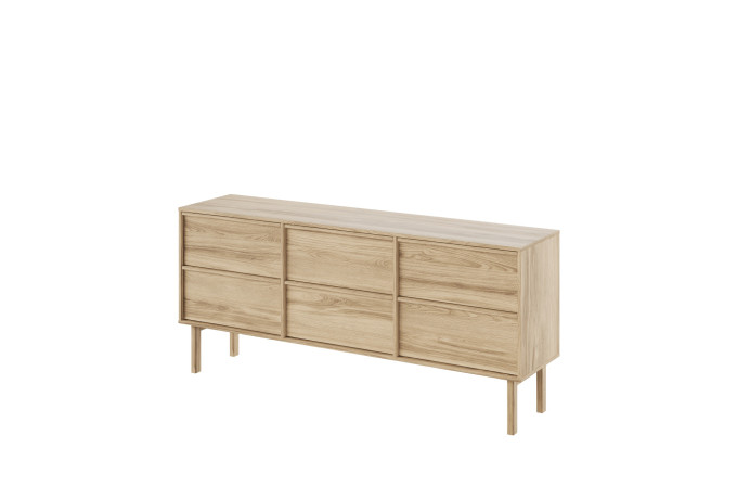 NEL 2569 020052 Nellie sideboard w. 6 drawers oak natural oil angled