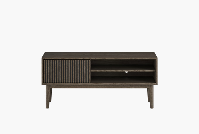 NOR 2736 060052 Broholm TV stand w. slat door smoked oil front