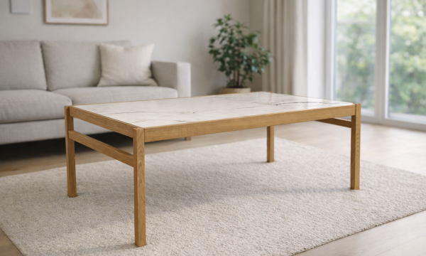 Lounge sofabord naturolie hvid top AI