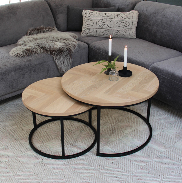 CASØ Coffeebreak coffee tables with herringbone - Elegance and